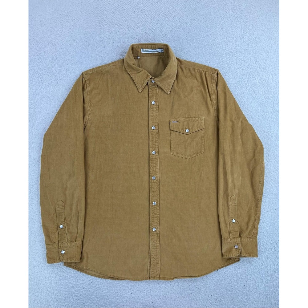 Criquet Shirt Men's Large Brown Corduroy Pearl Snap Long Sleeve Fall Casual